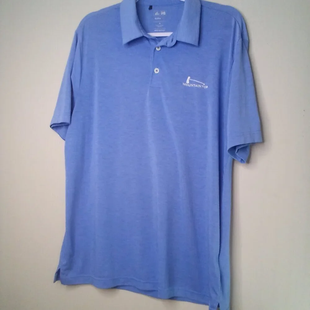 Adidas Polo Shirt Men M Mountaintop Golf Short Sleeve Blue